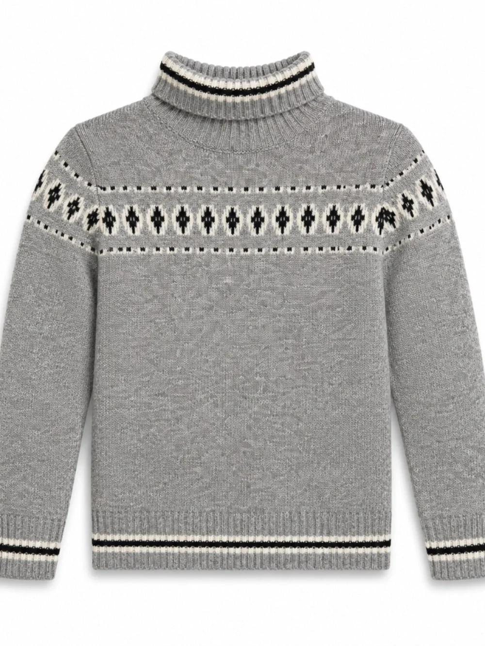 Billionaire Junior Boys Fair Isle Turtleneck Sweater Gray Size 8